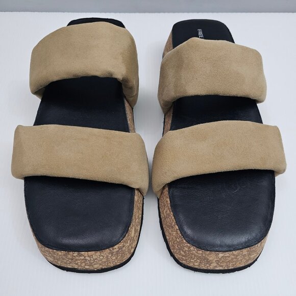 NEW Free People Fairmount Sandal Womens 9.5 Taupe Tan Suede Cork Platform Slide - Picture 5 of 13